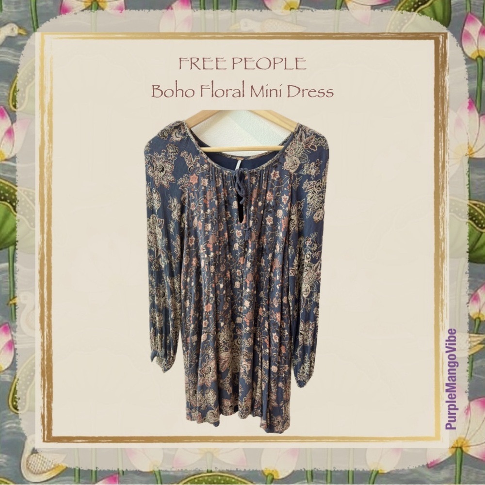 FREE PEOPLE | Boho Floral Mini Dress | Size XS/S
